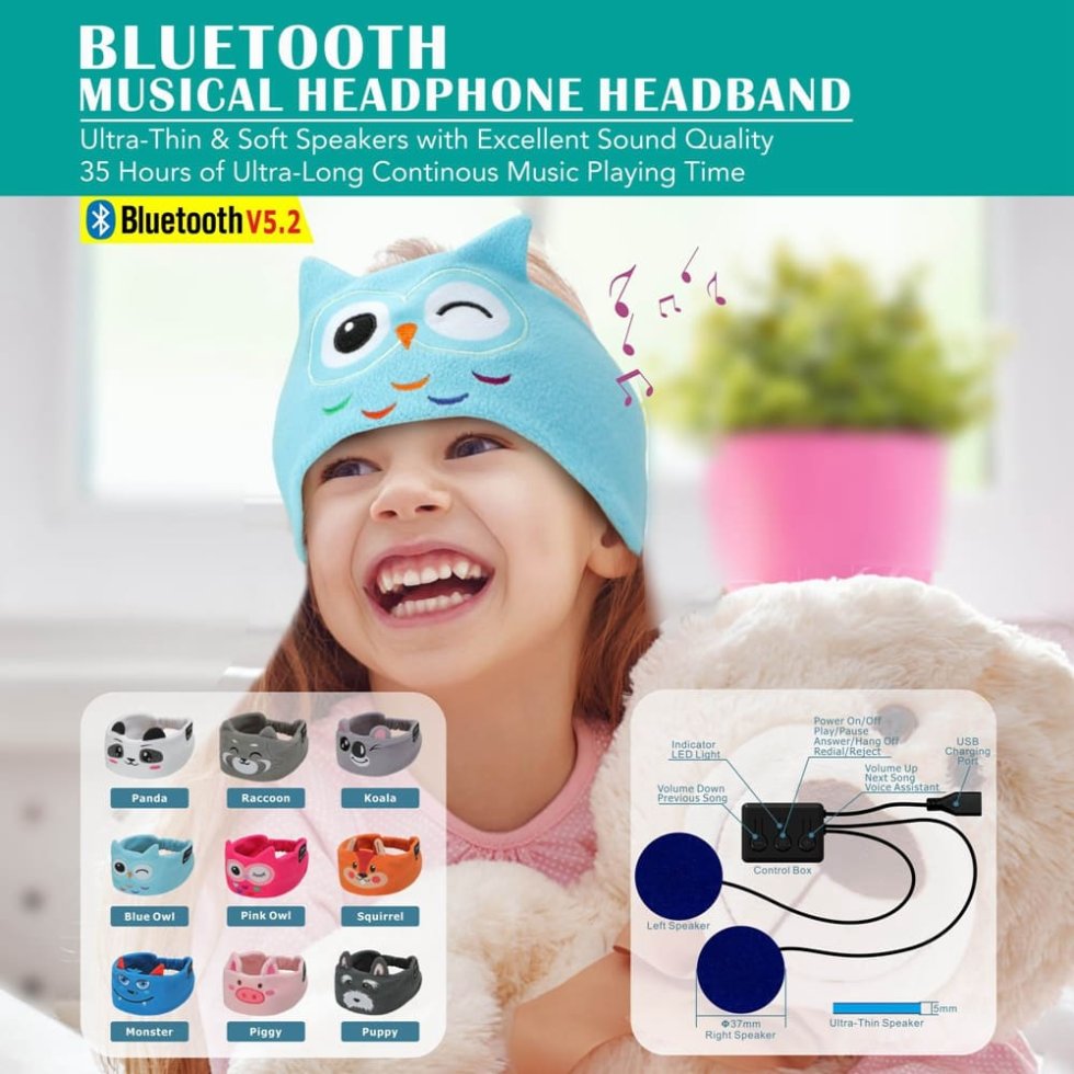 Kids Sleep Headphones – Bluetooth Eye Mask for Bedtime